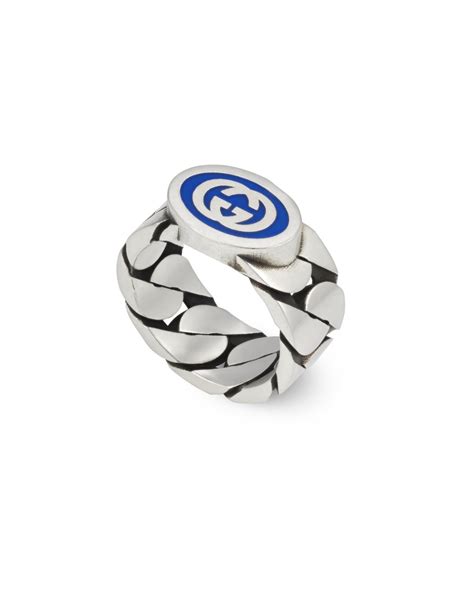 anello gucci doppia g|Anello Gucci Interlocking in Argento con Doppia G Modello Grande.